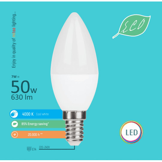 Sijalica LED E14 7W C37 4000K LED ECO sijalica 220-240V Mitea