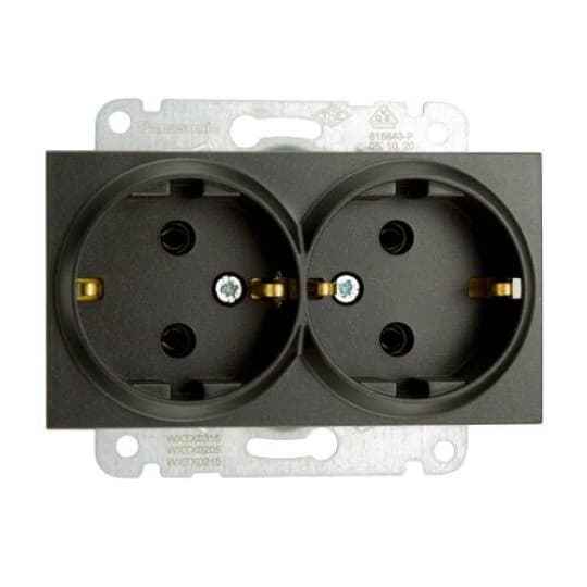 Utičnica Panasonic šuho duplaII crna vijčana 16A 250V WKTT0205-2BL EU4 Karre Plus