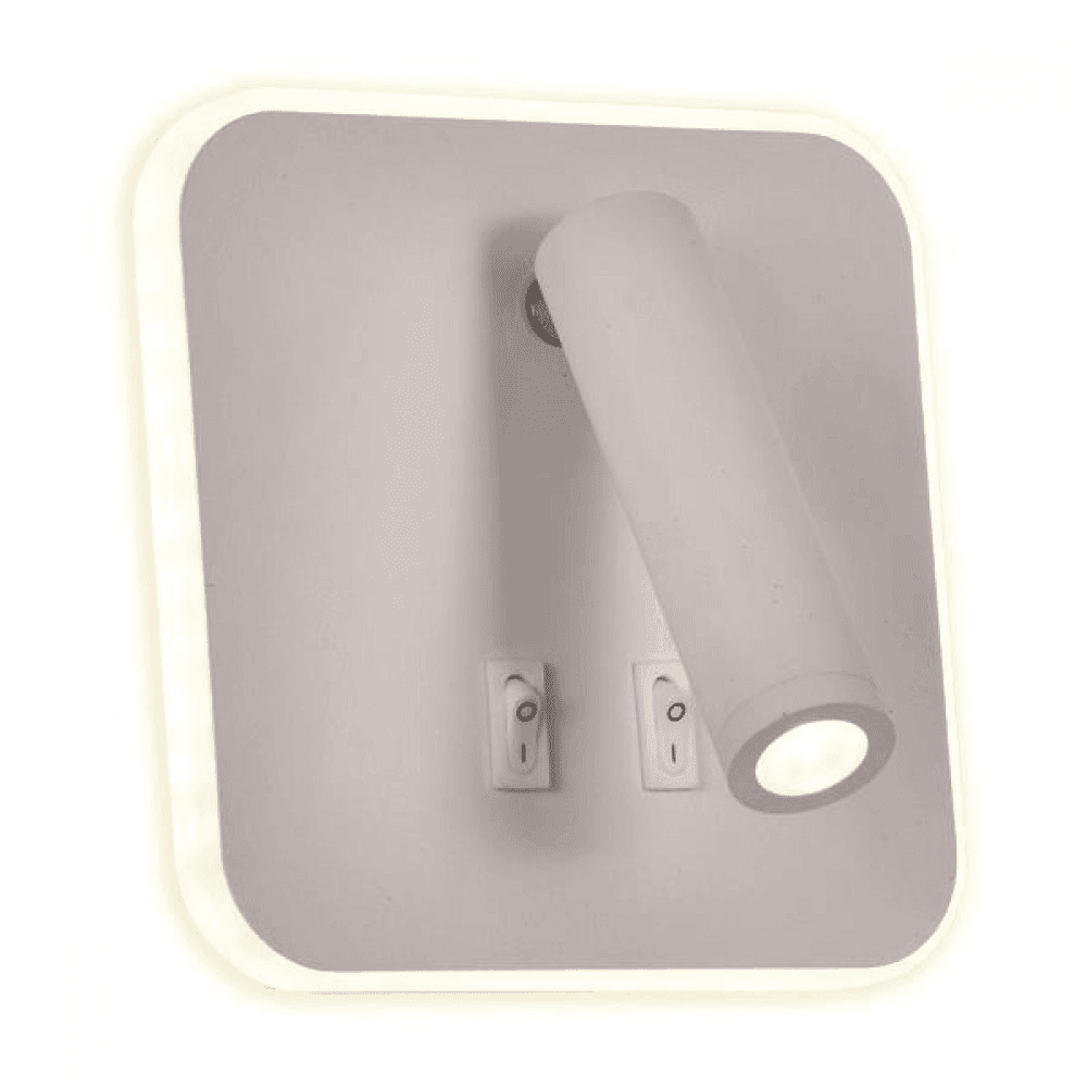 Lampa LED zidna usmjeravajuća 11+3W 3000K 2 prekidača bijela